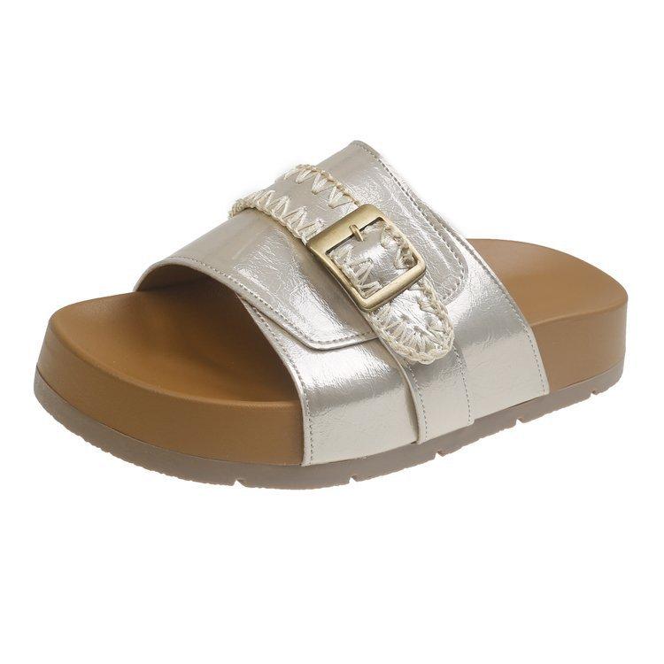 

Тапочки на толстой подошве Женские летние шлепанцы Boken Обувь, увеличивающая рост Пляжные шлепанцы 40 шампанского