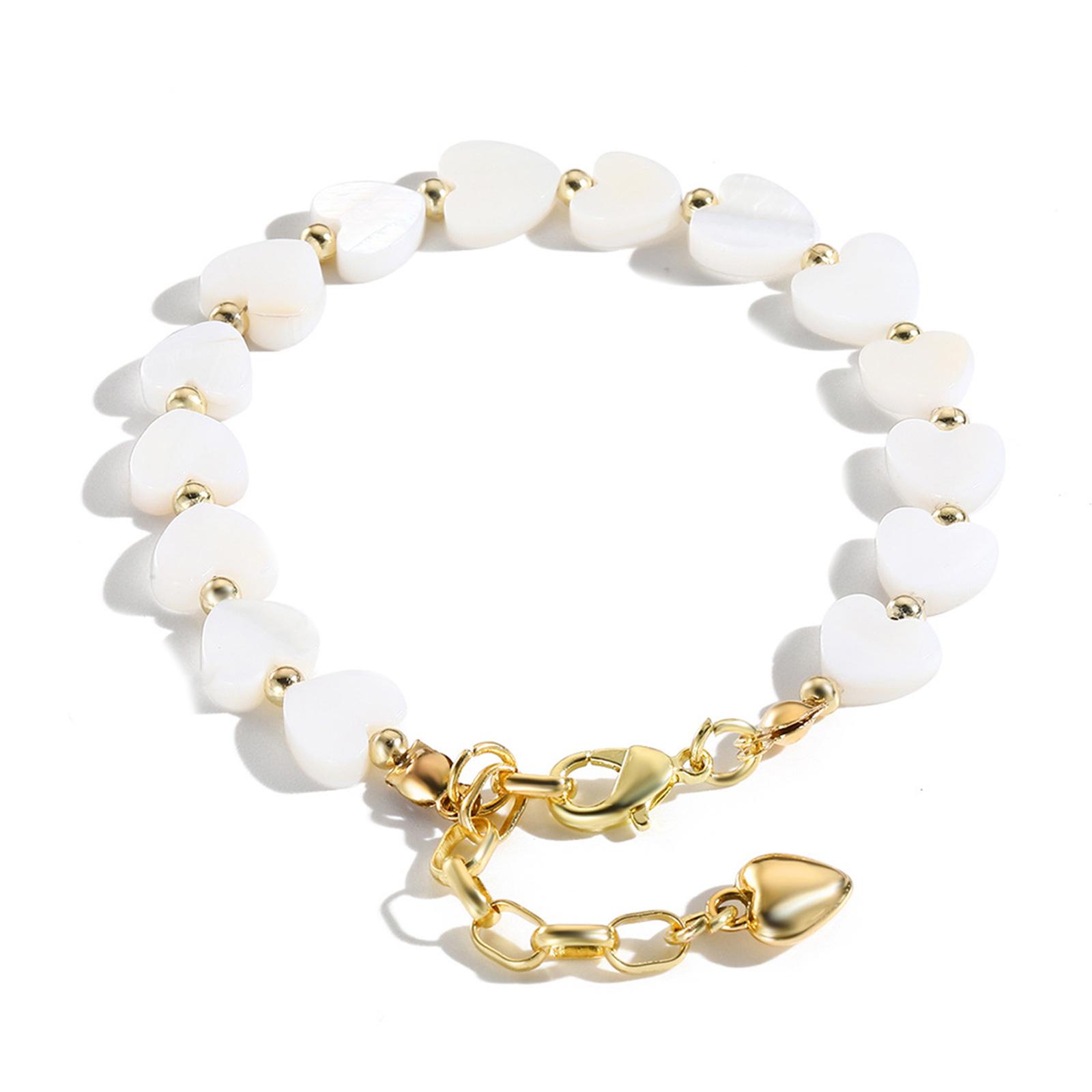 

Elegant Alloy Beaded Handchain Heart/Moon/Star Shell Pendant Bracelet Colorful Women Wristband Jewelry for Daily Wear 2