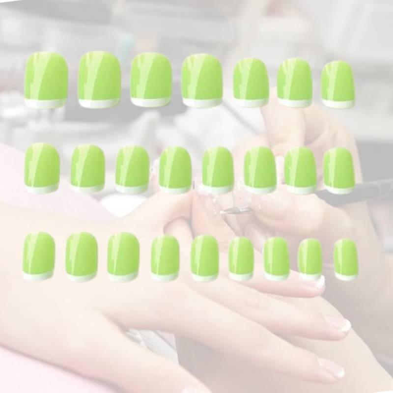 Fashionable French Style Nail Art Tips In White Edge Design 24 Pieces Set S113