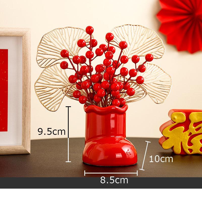 Creative Snow Boots Shape Ceramic Vase Desk Decoration Flowers Arrangement Artificial Berries Decorative Vases Modern Home Decor