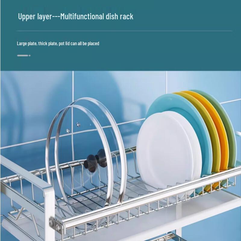 Yunshuang 304 Stainless Steel 2-Tier Kitchen Dish Drying Rack, 42cm Short