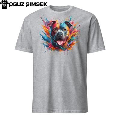Buntes Pit Bull Terrier Unisex T-Shirt | Einzigartiges Design | Kurzarm-T-Shirt