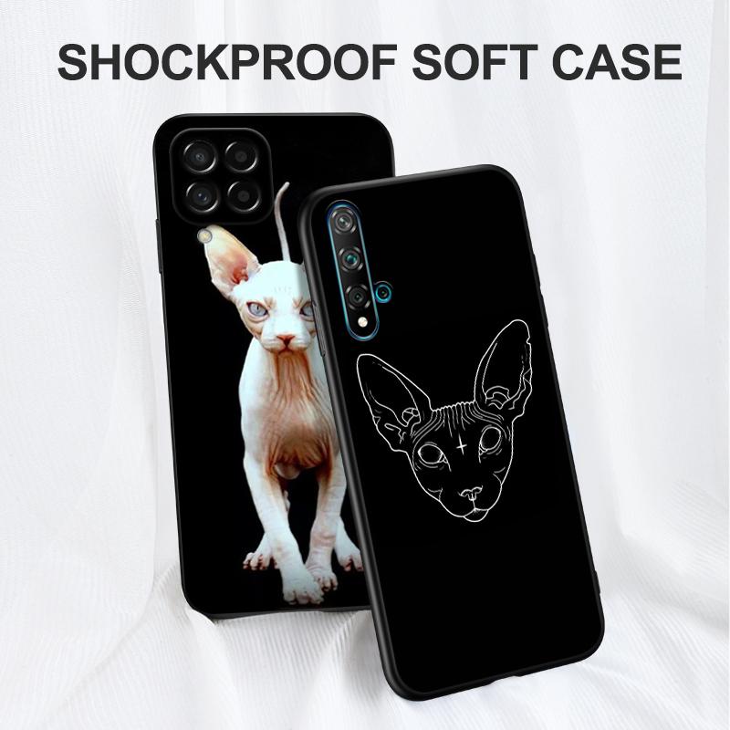 Black Tpu Case For Huawei Y9S Y6S Y8S Y5P Y7P Y8P Y7 Y5 Lite Prime 2018 Y6 2019 Cover Sphynx Cat
