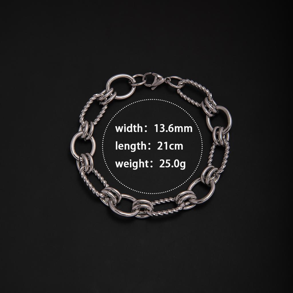 Trend men's and women's simple personalized stainless steel mixed bracelet, European and American ins style Cuban chain fashion trend bracelet chain
