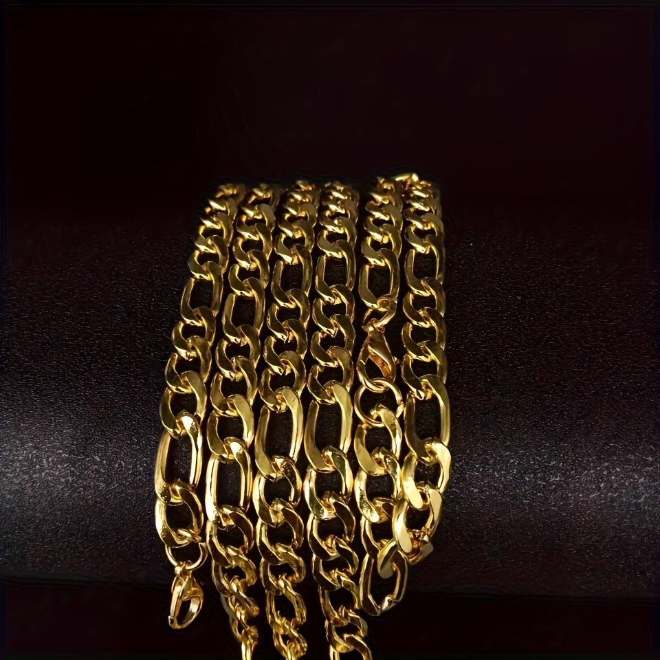 1pc Fashion Golden Plated Thick Chain Necklace, Trendy Pendant Necklace For Men
