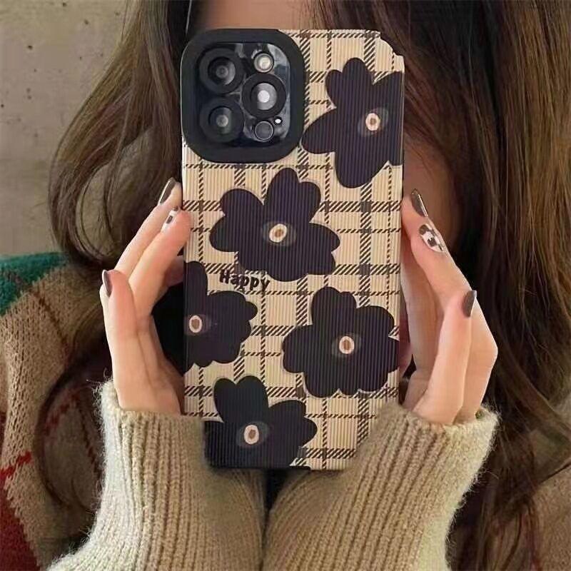 Retro etui na telefon dla Iphone 14 Pro Max Xs X Xr 13 Mini 11 12 kwiatów silikonowa tylna pokrywa dla Iphone 7 Plus 8 Se2 6s Shell Shield