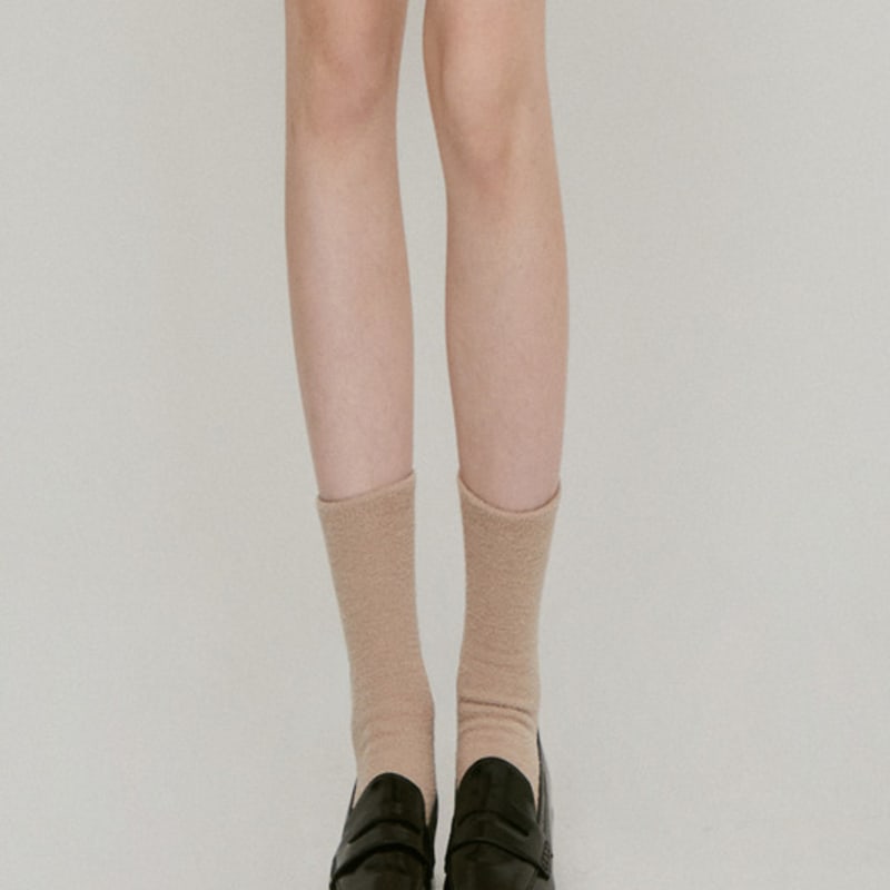 LIKK Non-Slip Jacquard Logo Middle Socks (Beige)_L3D1-SC04K