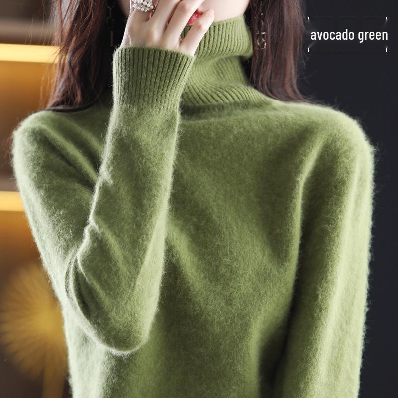 2026 Autumn/Winter Women's High Neck Mink Cashmere Sweater: Loose, Thick, and Versatile Knit Base Layer