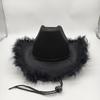 Children's Pink & White Feather Trim Denim Hat