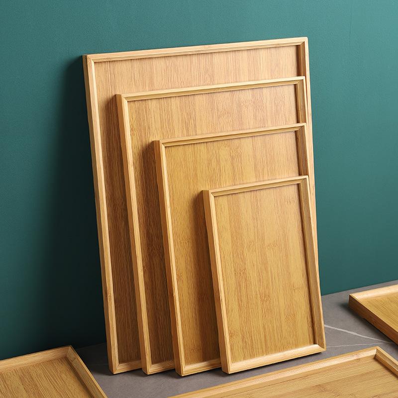 1Pcs Rectangular Serving Tray Tableware Food Tray For Kitchen Party Tea Bar Bamboo Wood Pallets Flat Plate Kitchen Utensils
