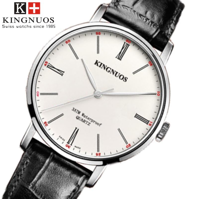 

KINGNUOS Высококачественные модные мужские повседневные часы с ремнем, классические студенческие водонепроницаемые часы с римскими цифрами