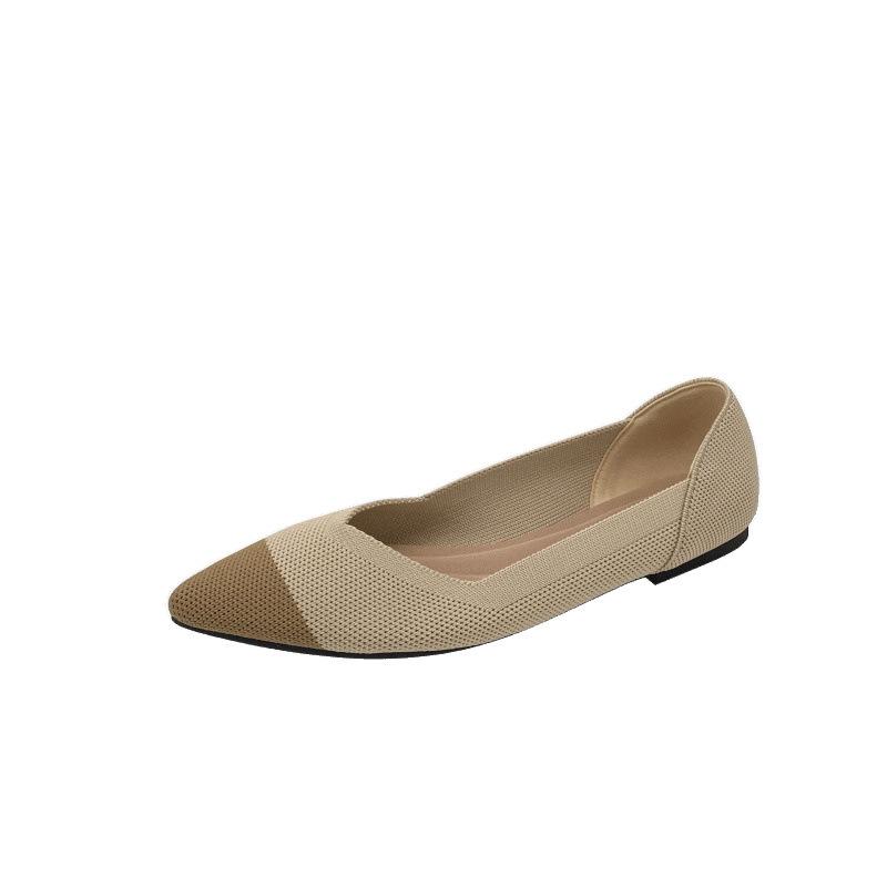 Woven shoes spring and autumn fly-woven light mouth flat bottom soft sole pointed single shoes women