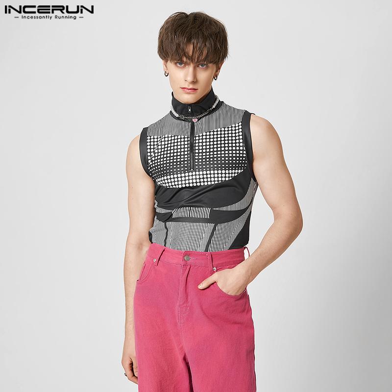 

INCERUN Летние мужские комбинезоны без рукавов с принтом Sinlget Slim Fit на молнии