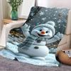 Cheerful Cartoon Style Snowman Plush Blanket - Soft Winter-Themed Throw Blanket with Whimsical Snowflakes and Festive Design, Pe