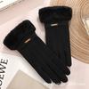 Warm gloves Three-line rabbit velvet men's and women's fashion cold-proof velvet outdoor cycling autumn and winter gloves