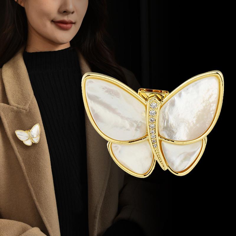 Butterfly Brooch For Women With Shell Material Elegant Animal Jewelry Gift For Summer 2024