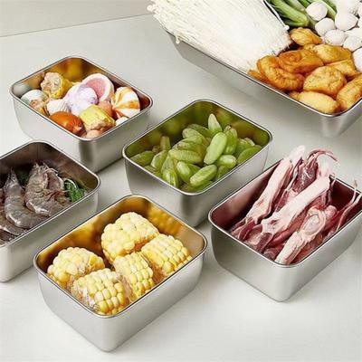 1 Pezzo Scatola per Conservazione Cibo in Acciaio Inossidabile da 600 ml per Frigorifero con Coperchio in Plastica Scatola per Preparazione Cibo Conservazione Freschezza Scatola da Picnic