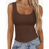Camicette e camicie senza maniche con scollo a U, a tinta unita, casual, estive e primaverili, da donna