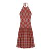 Red Plaid Neck Suspender Dress Women's Summer Temperament Backless Strap Waist Thin Seaside Vacation Dress