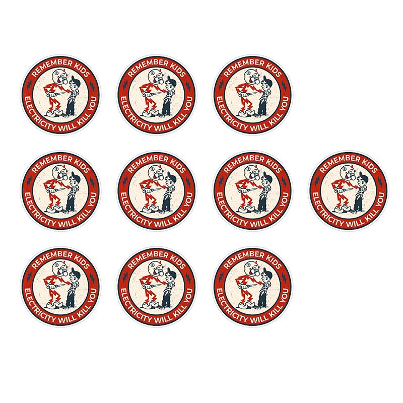 

10Pcs Electric Shock Hazard Warning Stickers Electricity Will Kill You Safety Stickers For Electricians Helmet Vinyl Decals
