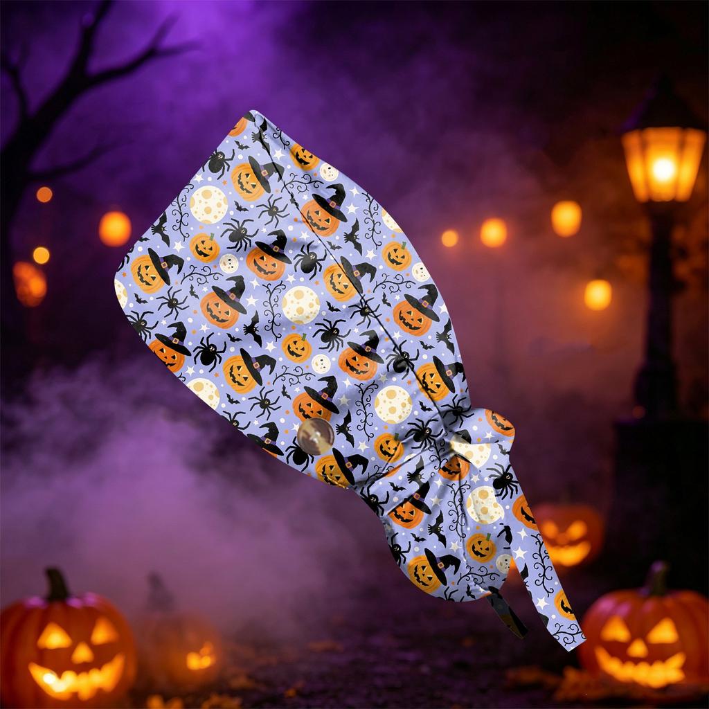 Women's Halloween Printed Ponytail, Fashion Work Hat With, Shower Wrap, Costume