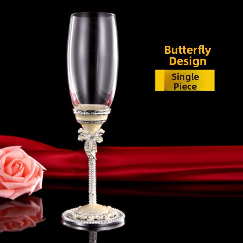 

Luxury Bowknot High Footed Wine Glass Enamel Red Wine Cups Handcrafted Goblet for Wedding Champagne Glass Sets Anniversary Gifts 210ml