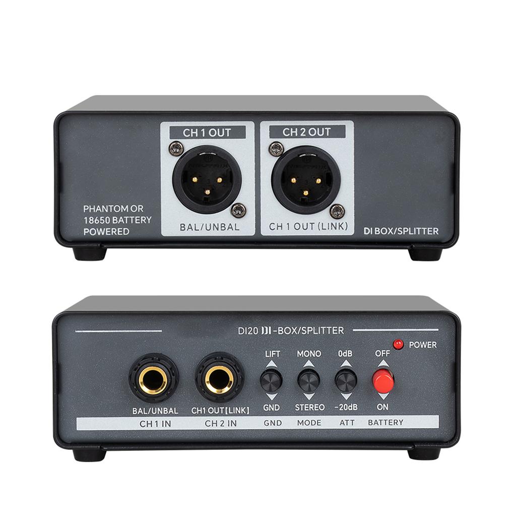 Active DI Box Dual Channel Balanced Sound Interface Signal Converter Ground Isolator Professional DI Direct Box for