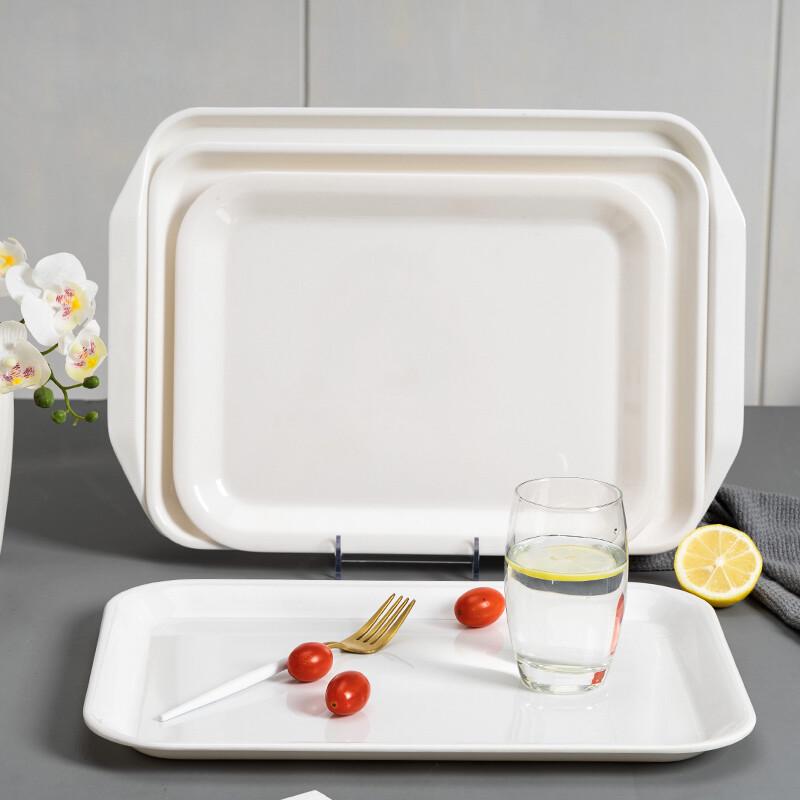 Yangge 17-inch Rectangular Melamine Serving Tray with Handles