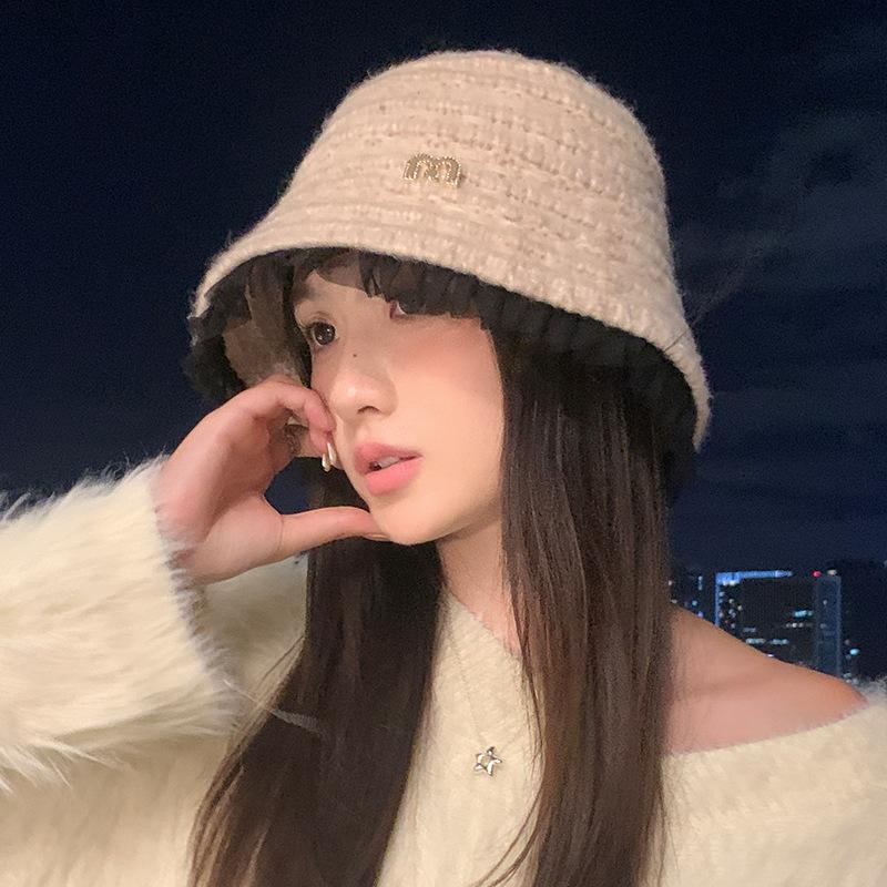 Folded Lace Thickened Fisherman Hat Autumn and Winter Casual Big Head Surround Windproof Hat Korean Versatile Warm Hat New