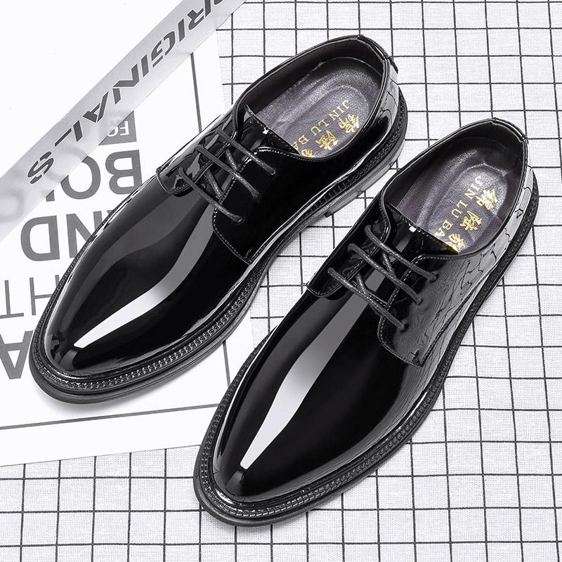 Fashion Men's Summer Business Dress Black Casual Interior Height Increasing Wedding Suit Breathable British Groom Men's Shoes