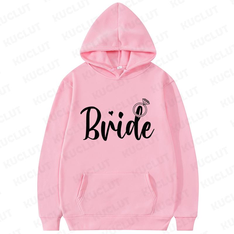 Fashion Team Bride Tribe Hoodies Women Ring Crown Print Soft Pullover Sweatshirts for Wedding Bachelorette Party Outerwears
