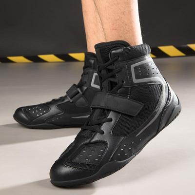 Unisex Boxing Boots High-top Leather Breathable Lightweight Fan Boxing Boots Combat Training Shoe Motorcycle Boots Youth Boxing Shoes