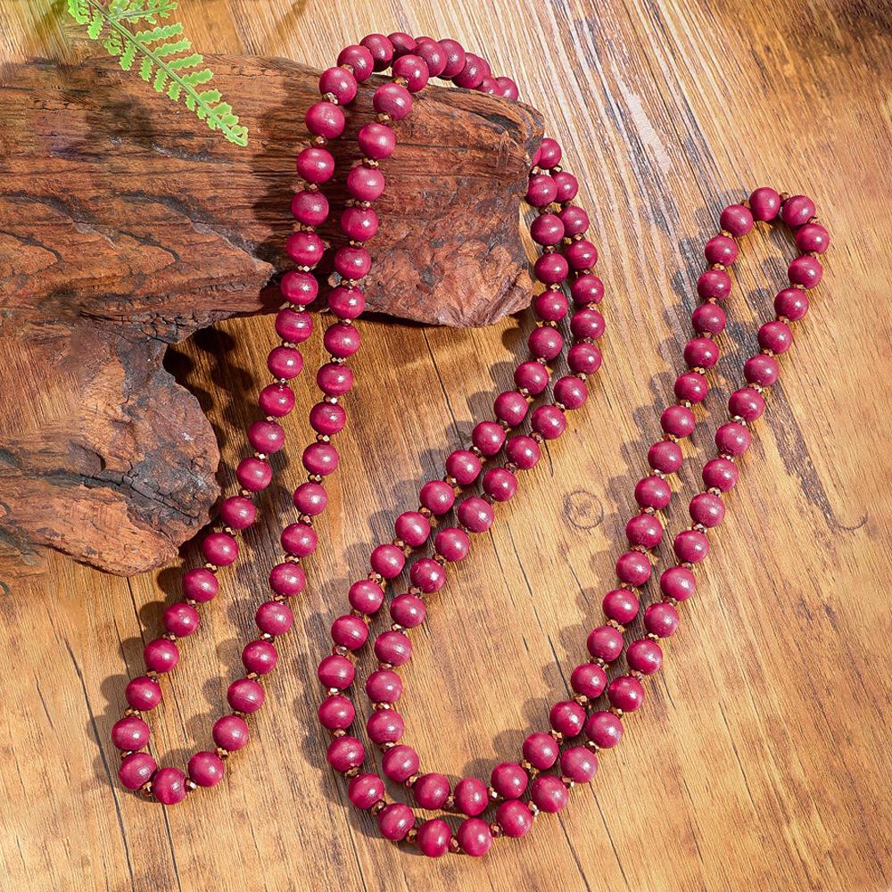

Vintage Burgundy Beaded Necklace for Women, Handmade Glass Pearl Jewelry, Elegant Versatile Statement Layered Gift роза розовый