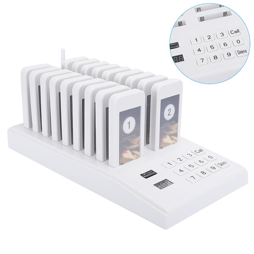 Pager Meal Puller Queue Wireless Calling System Receiver for Restaurant SU‑666B 100‑240VEU Plug