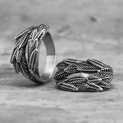 Weizenähre-Pflanze Edelstahl Herren Damen Ringe Punk Trendy Einzigartiges Amulett für männliche Biker Schmuck Kreativität Geschenk