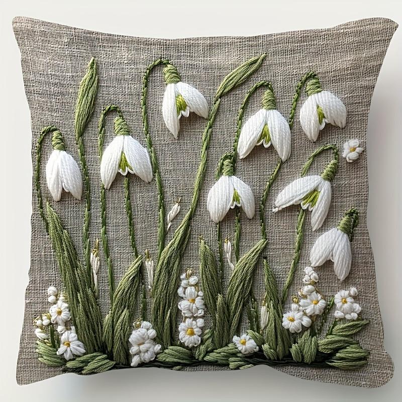 Snowdrop Floral Throw Cushion Covers Chair Living Room Pillowcase Cozy Zipper Sofa Pillow Covers Bedroom Indoor Home Decor
