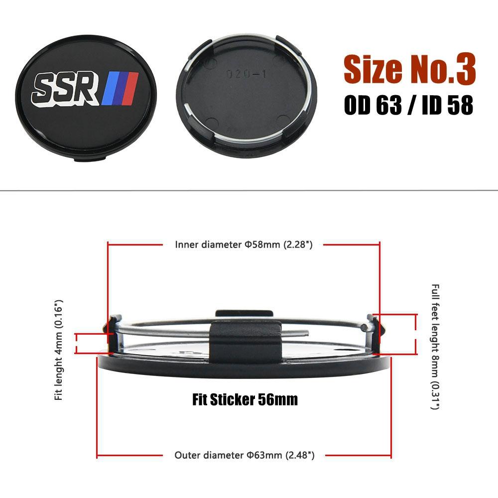 4PCS OD 58MM/60MM/63MM/65MM Cap For Rims SSR XXR Emblem Wheel Center Cap Sport Car Logo Wheel Cover Hub caps