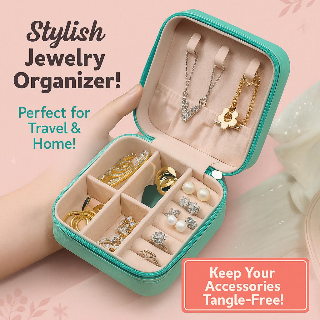 Organizer Portagioie Da Viaggio In PU Con 8 Sacchetti In Velluto - 16,5x11,5x9 Cm - Rosa