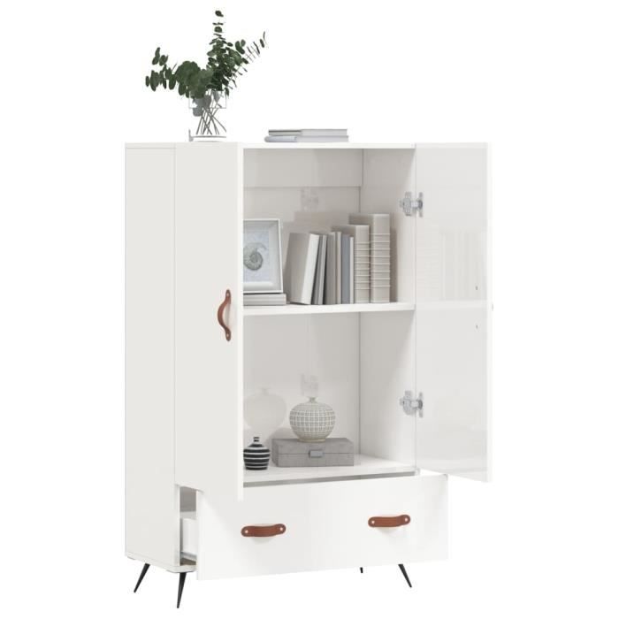 VidaXL Buffet haut blanc brillant 69,5x31x115 cm bois d'ingénierie 828206