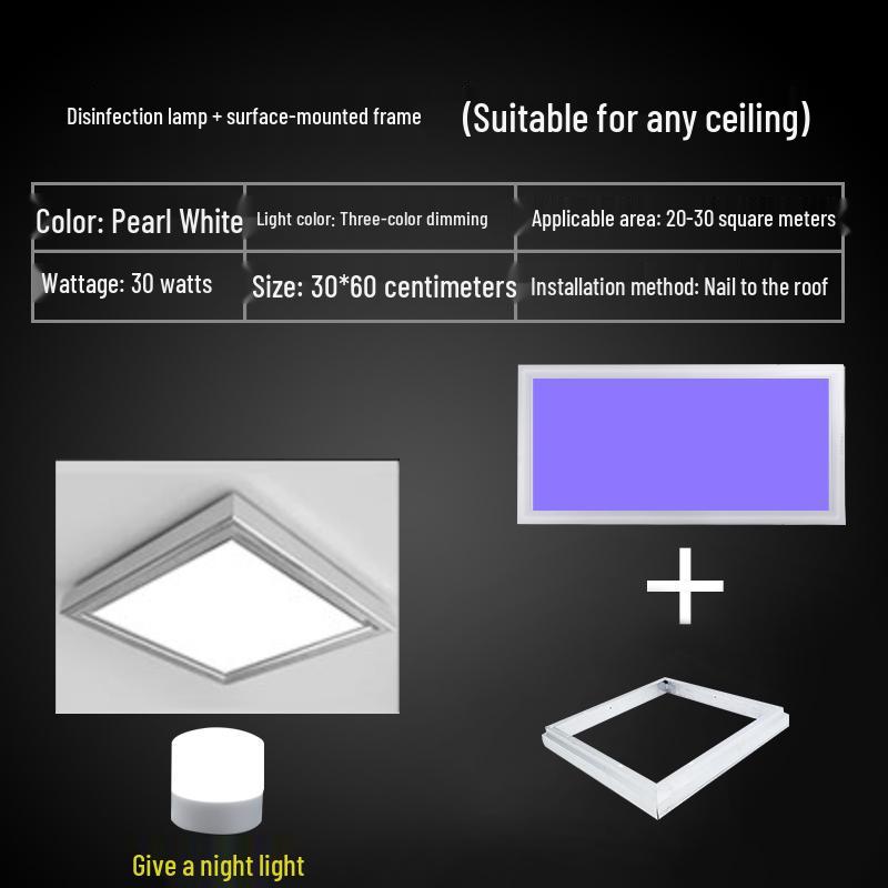 Ceiling-Mounted Ultraviolet Germicidal Panel Light for Bathroom & Kitchen