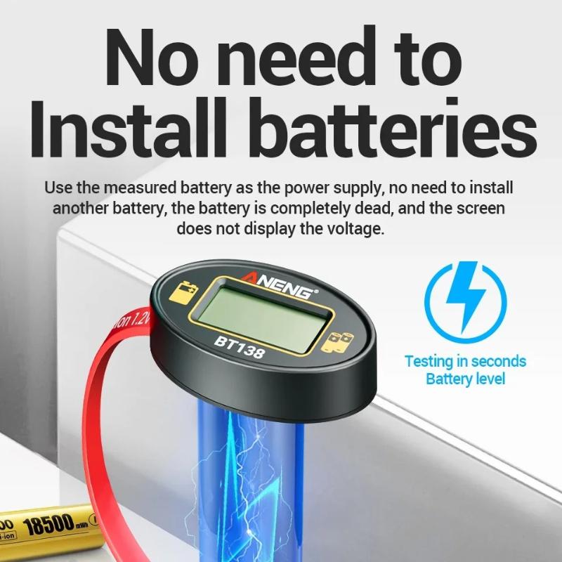2026 Portable ANENG BT138 Magnetic Digital Battery Tester Battery Detector Capacity Lithium Tester Display Checkered Analyzer AAA AA Button Cell Test
