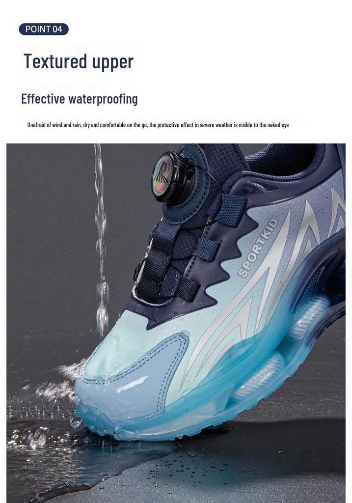 2026 Spring Boys' Non-slip Leather Running Shoes with Rotary Buckle for Kids