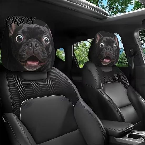 Humorous Car Seat Protectors Scary Ghost Face Headrest Covers, Funny Expression Auto Universal Vehicle for SUV Truck, Elastic Interior Accessories Fit