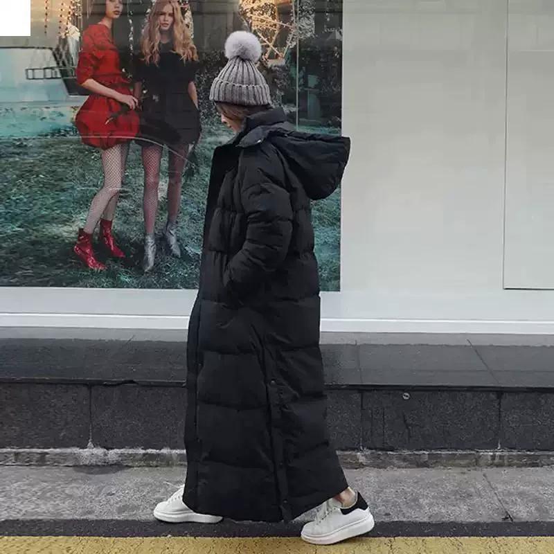 Giacca Lunga Imbottita in Cotone Donna 2025 Nuova Moda Coreana Sopra il Ginocchio Parka Invernale Femminile Spessa Nera Giacca Imbottita in Cotone
