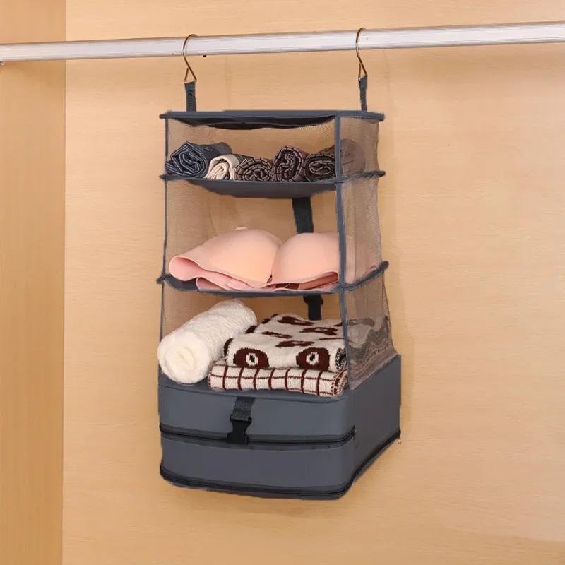 Portable Hanging Travel Shelves Large Capacity Hanging Packing Luggage Organizer Foldable Sortage Bag Travel Accessories