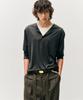NOIRER Layered Henley Neck Long Sleeve T-Shirt (Charcoal Ivory)