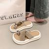 French thick-bottomed sandals women's summer outer wear muffin fashion pearl cover toe pinch feet high-end feeling not tired feet summer slippers