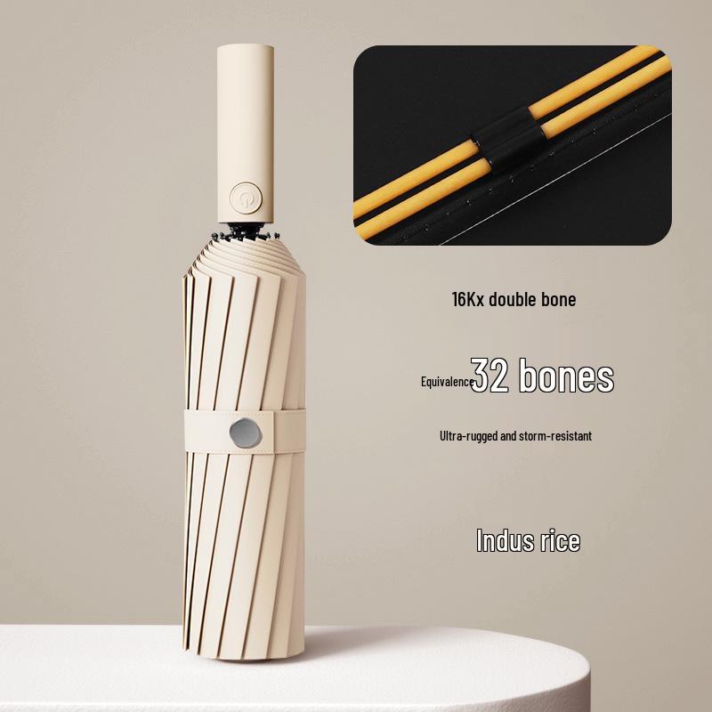 24-Bone Automatic Windproof Folding Umbrella for Men, Rain or Shine, with UV Sun Protection