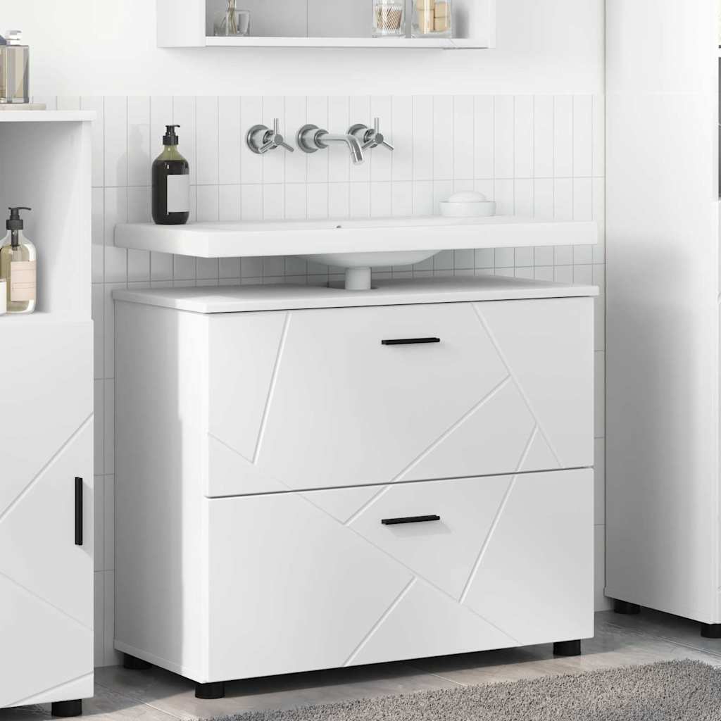 Bathroom Cabinet White 76.5 X 35 X 64 Cm Engineered Wood & Metal