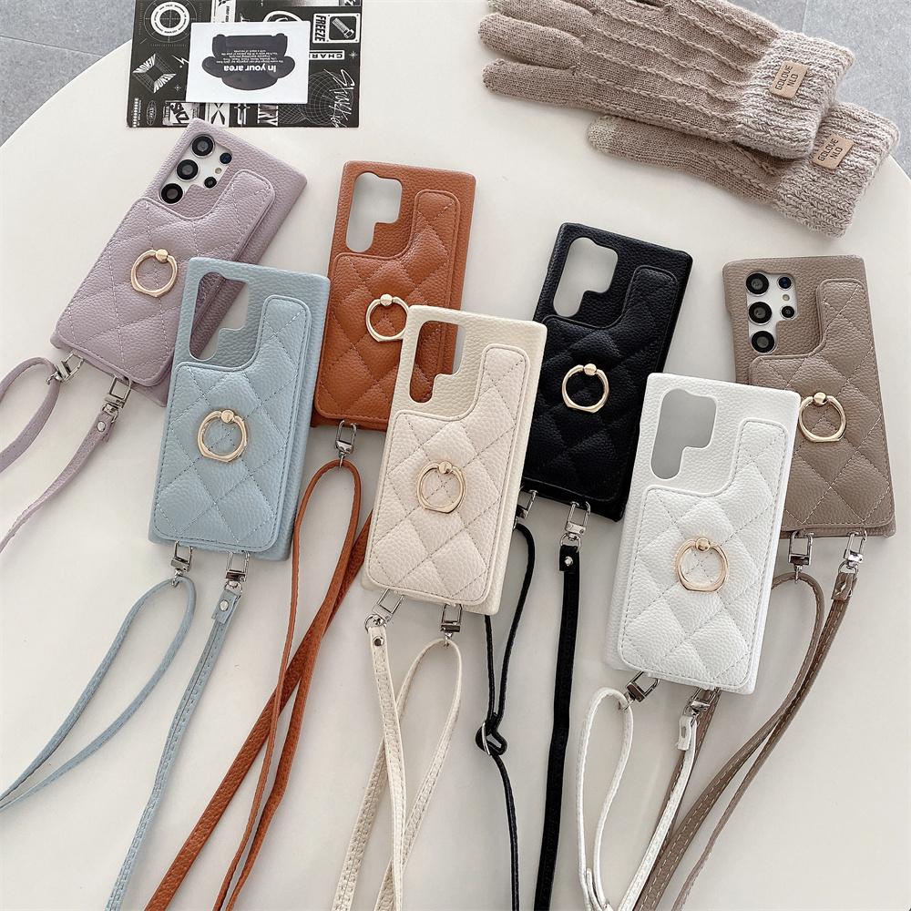 Crossbody Handyhülle für Samsung Galaxy S23 FE S24 Ultra S22 S21 Plus M54 A55 A15 A25 A35 A14 A24 A34 Geldbörse Kartenhalter Ring